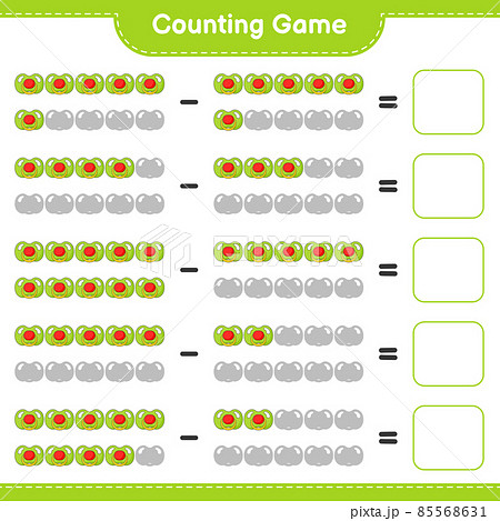 Count and match, count the number of Pacifier and match with the right numbers. Educational children game, printable worksheet, vector illustration 85568631