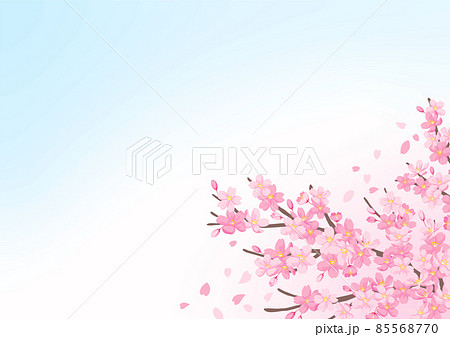 桜の花の風景イラスト 背景素材 空の背景のイラスト素材