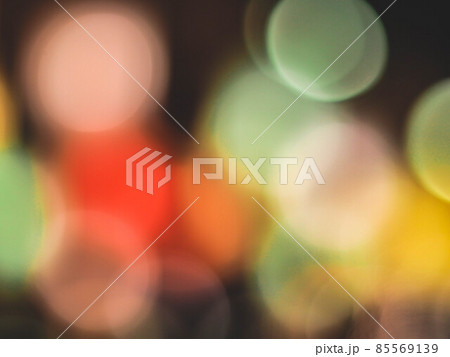 Colorful blur light hexagon bokeh background. Abstract Christmas festival defocused background. 85569139