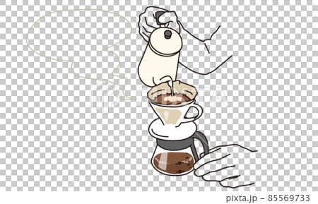 コーヒーを淹れる手元 85569733