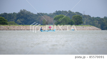 The traditional Oruwa fishing boat sailing in the Chandrika lake. The traditional Oruwa fishing boat sailing in the Chandrika lake. 85570091