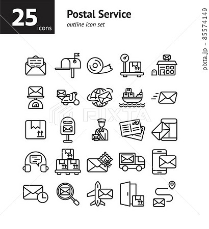 Postal Service outline icon set. Vector and Illustration. 85574149