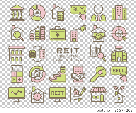 REIT (Real Estate Investment Trust) Icon Set 85574208