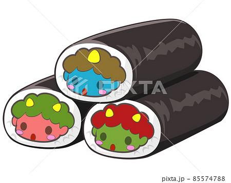鬼の恵方巻き　3段重ね / 節分素材　アイコン/ベクター画像 85574788