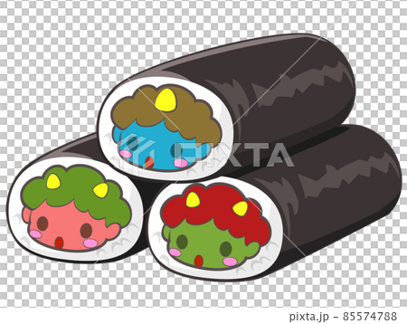 鬼の恵方巻き　3段重ね / 節分素材　アイコン/ベクター画像 85574788