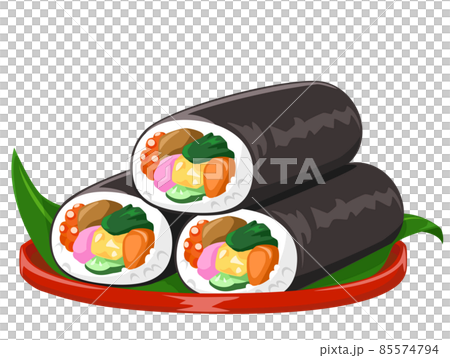 Ehomaki 3 layers (dish) / Setsubun material icon / Vector image 85574794