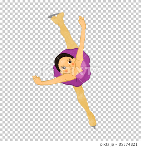 Cute figure skating girl doing camel technique 01 85574821