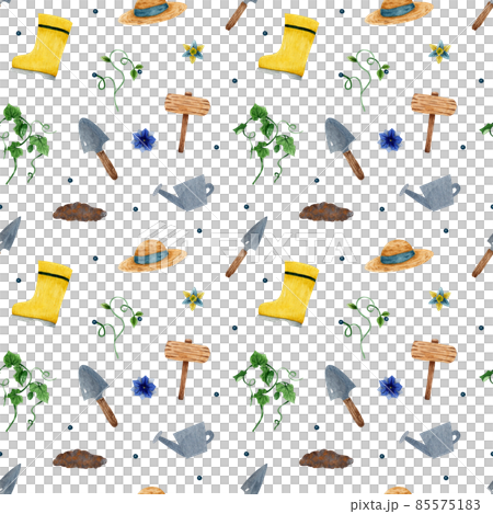 watercolor pattern of a spring vegetable garden (freehand) 85575183
