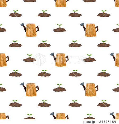 watercolor pattern of a spring vegetable garden (freehand) 85575189
