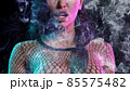 3D Rendering..Woman vaper close up. Young girl is engaged in vaping.3D illustration.Portrait of a girl smoking vape. 85575482