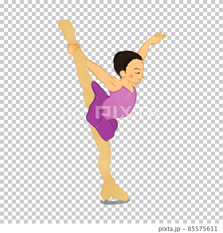 Cute figure skating girl doing candle spin 01 85575611