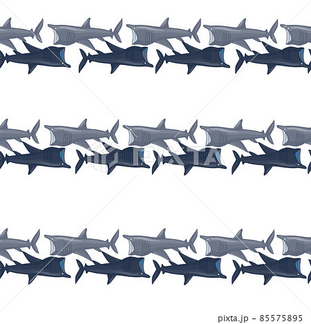 Basking shark seamless pattern in scandinavian style. Marine animals background. Vector illustration for children funny textile. Basking shark seamless pattern in scandinavian style. Marine animals background. Vector illustration for children funny textile. 85575895