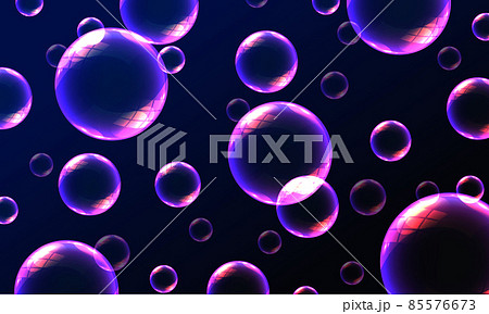 Soap bubbles foamy realistic with rainbow colors in an isolated transparent background. Realistic transparent soap bubbles with rainbow reflection set isolated design elements. 85576673