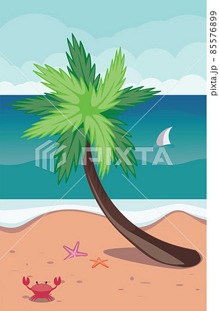 Crab and starfish on beach 85576899