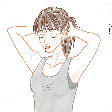 髪を結ぶ女性のイラスト 髪を結ぶ女性のイラスト 85576903
