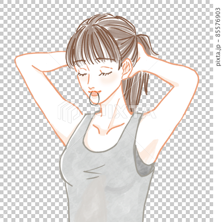 髪を結ぶ女性のイラスト 髪を結ぶ女性のイラスト 85576903