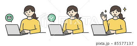 若い女性がPCを操作して登録するイラスト素材 若い女性がPCを操作して登録するイラスト素材 85577137