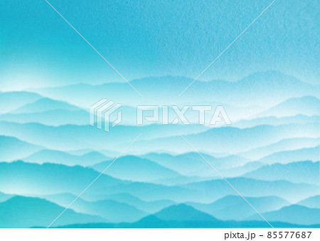 水色の雲海漂う山脈の風景背景イラスト 横 他色/縦有り 85577687