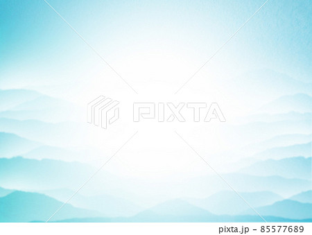 水色の雲海漂う山脈の風景背景イラスト 中央から放射状に濃くなるグラデーション 横 他色有り 水色の雲海漂う山脈の風景背景イラスト 中央から放射状に濃くなるグラデーション 横 他色有り 85577689