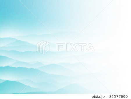 水色の雲海漂う山脈の風景背景イラスト左から右へ薄くなるグラデーション 横 他色有り 85577690