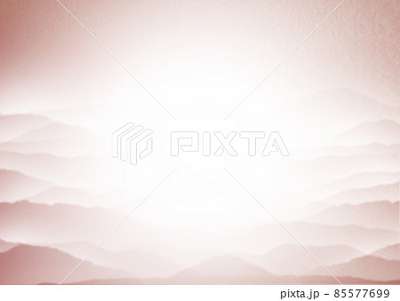 茶色の雲海漂う山脈の風景背景イラスト 中央から放射状に濃くなるグラデーション 横 他色有り 85577699