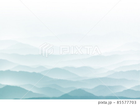 深い雲海漂う渋い水色の山脈の風景背景イラスト 横 他色/縦有り 深い雲海漂う渋い水色の山脈の風景背景イラスト 横 他色/縦有り 85577703