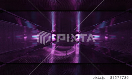 Futuristic purple corridor 4K UHD 3D illustration 85577786