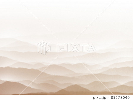 深い雲海漂う焦茶色の山脈の風景背景イラスト 横 他色/縦有り 85578040