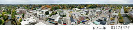 Aerial panorama of Fergus, Ontario, Canada in autumn 85578477