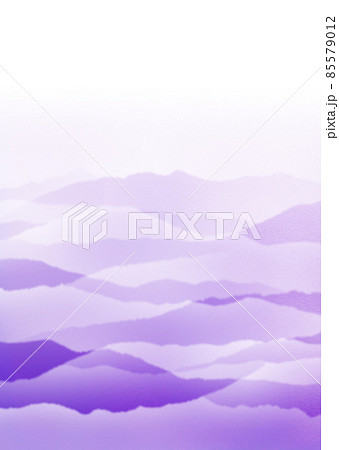 深い雲海漂う紫色の山脈の風景背景イラスト 縦 他色 横有りのイラスト素材