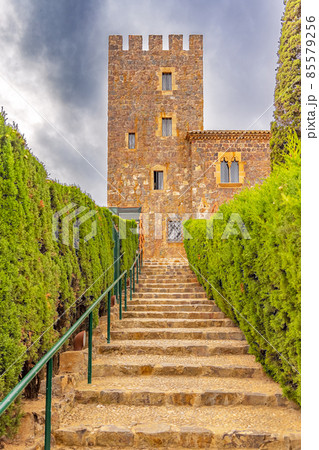 Calella de Palafrugell, staircase leading to the Castle Tower in the Botanical Gardens by the sea Calella de Palafrugell, staircase leading to the Castle Tower in the Botanical Gardens by the sea 85579256
