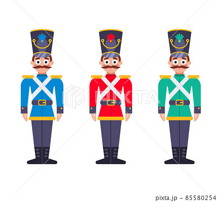 set of wooden soldiers of the 19th century. multicolored soldier uniform. 85580254