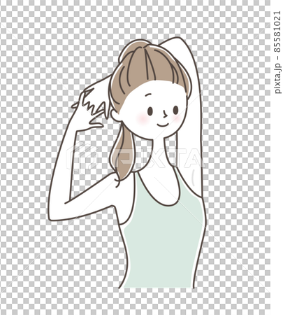 一個女人把手伸到腦後 一個女人把手伸到腦後 85581021