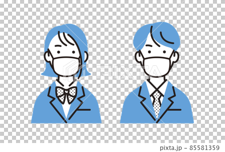 戴著口罩的高中男生和女生 85581359