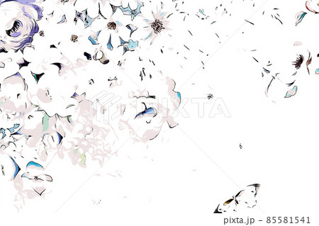 Abstract beautiful flowers and leaves illustration 85581541