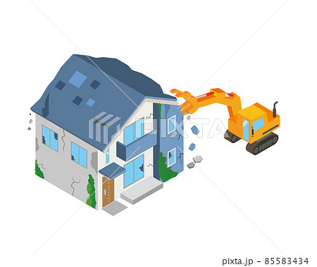 住宅解体のアイソメトリックイラスト 住宅解体のアイソメトリックイラスト 85583434