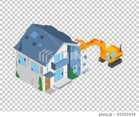 住宅解体のアイソメトリックイラスト 住宅解体のアイソメトリックイラスト 85583434