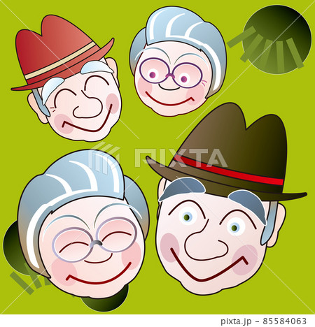 高齢化を意識したおじいちゃん、おばあちゃんの仲良しシニア夫婦、カップルの笑顔 85584063