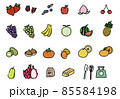 色んな果物のシンプルなイラスト 85584198