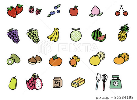 色んな果物のシンプルなイラスト 色んな果物のシンプルなイラスト 85584198