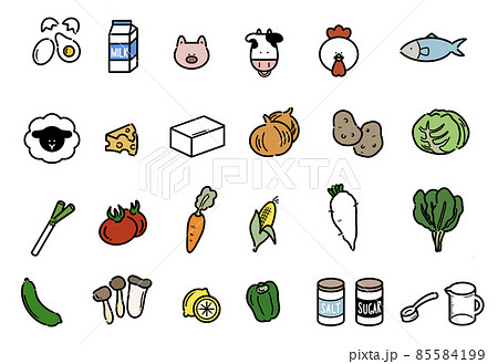 色んな食材・野菜のイラスト 色んな食材・野菜のイラスト 85584199
