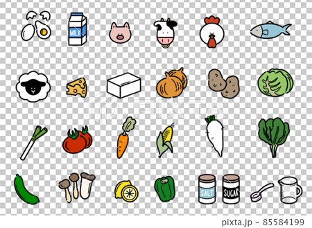 色んな食材・野菜のイラスト 色んな食材・野菜のイラスト 85584199