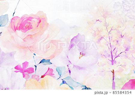 Beautiful watercolor flower rose flower illustration 85584354
