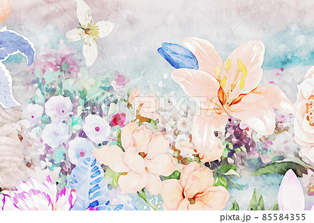 Beautiful watercolor flower rose flower illustration 85584355