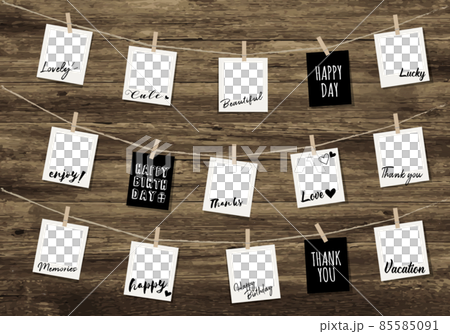 Photo garland with wood grain background (album) 85585091