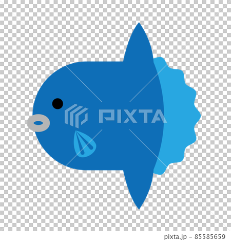 ブルーのマンボウのイラストのイラスト素材