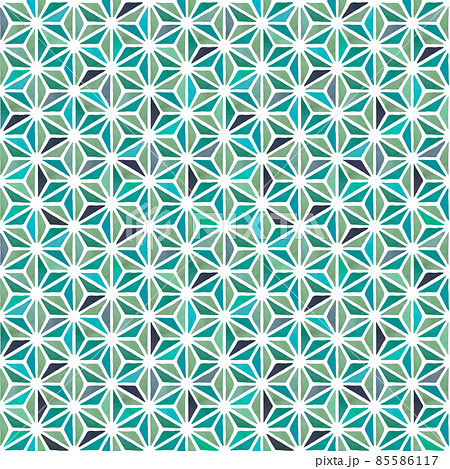 幾何学模様（麻の葉）のシームレスパターンの和風背景イラスト（ベクター） 85586117