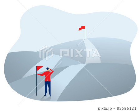 A Businessman standing on the asphalt road over the hills,Decide direction to goal vector illustrator. A Businessman standing on the asphalt road over the hills,Decide direction to goal vector illustrator. 85586121