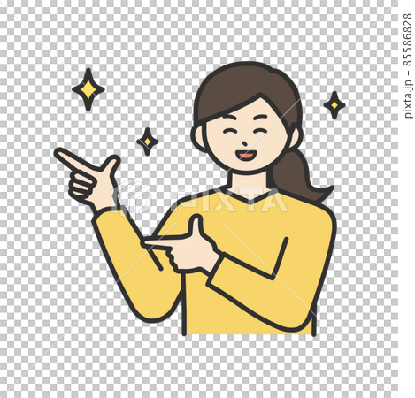 Illustration material that a young woman poses pointing Illustration material that a young woman poses pointing 85586828