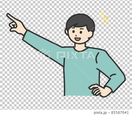 若い男性が斜め上に指を刺すポーズのイラスト素材のイラスト素材 若い男性が斜め上に指を刺すポーズのイラスト素材のイラスト素材